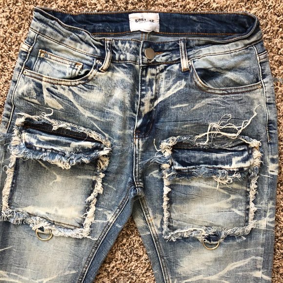 Kontrol Los Angeles Men's Stacked Denim Distressed Jeans - Elevate Your Holiday - Picture 5 of 16